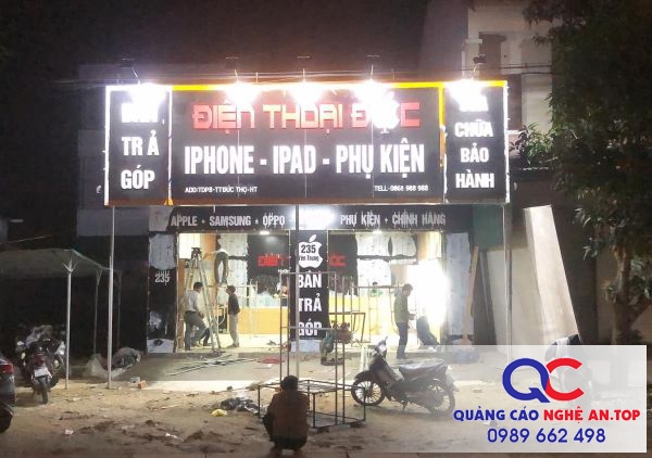 Thi công biển bảng cửa hàng điện thoại tại Hà Tĩnh